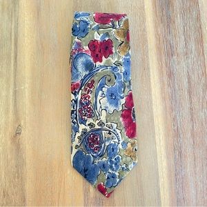 Men's Blue and Green Patterned Contissima Silk Tie